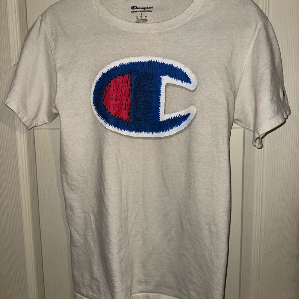 Champion White T-Shirt white Tye Dye Logo Men’s Size Small